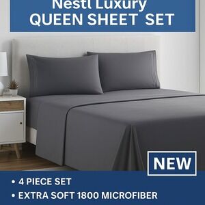 Nestl Queen Sheet Set 4Pc 1800 Microfiber Deep Pocket Extra Soft NEW